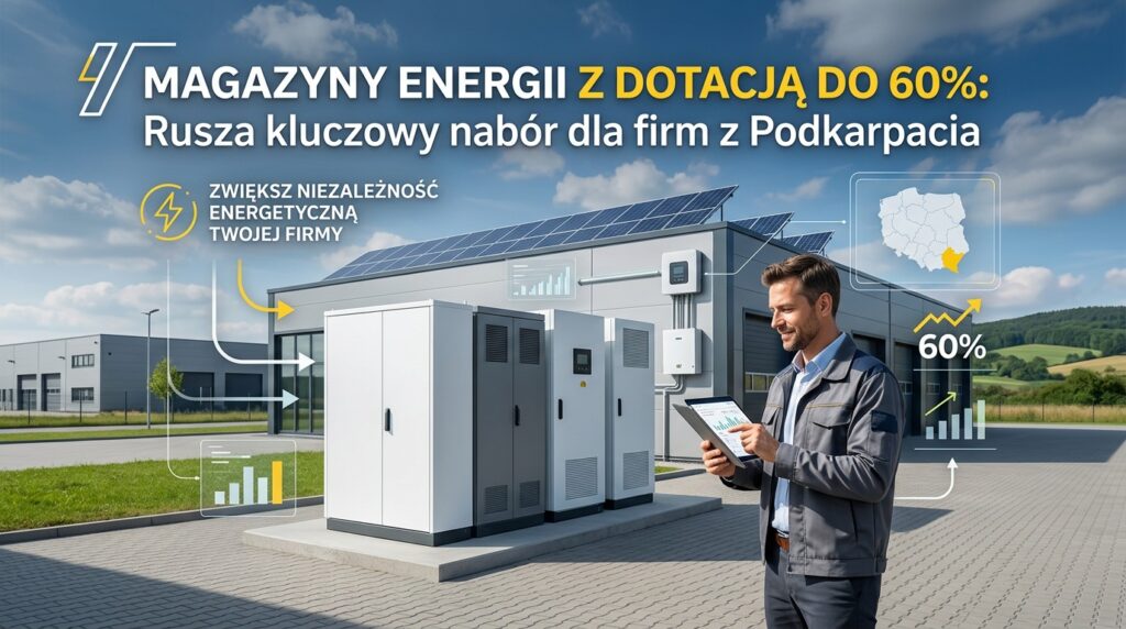Przemysłowe magazyny energii dla firm na Podkarpaciu objęte dofinansowaniem z funduszy unijnych.